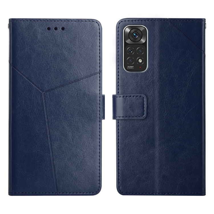 

For Xiaomi Redmi Note 11 Global Y Stitching Horizontal Flip Leather Phone Case(Blue)