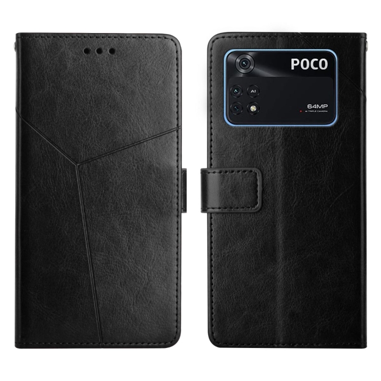 

For Xiaomi Poco M4 Pro 4G Y Stitching Horizontal Flip Leather Phone Case(Black)