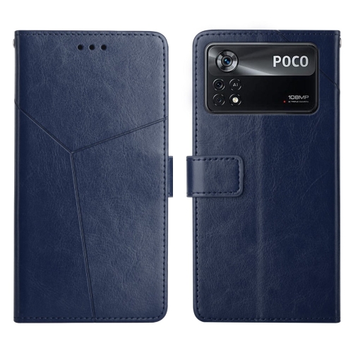 

For Xiaomi Poco X4 Pro 5G Y Stitching Horizontal Flip Leather Phone Case(Blue)