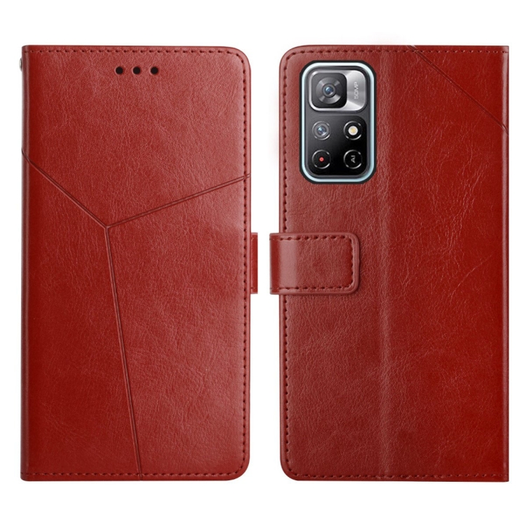 

For Xiaomi Poco M4 Pro 5G Y Stitching Horizontal Flip Leather Phone Case(Brown)