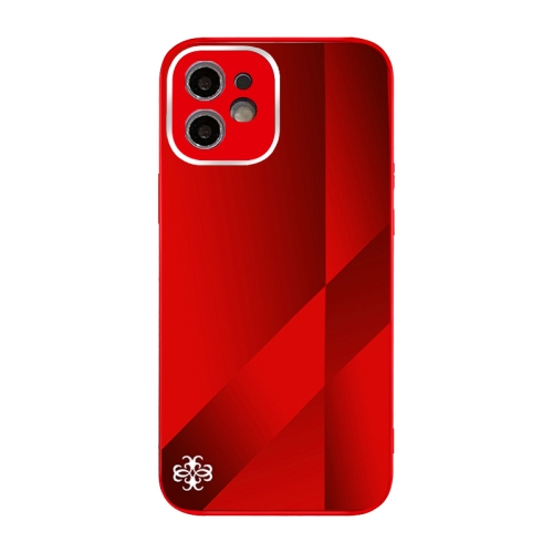 

X10A Texture TPU + Tempered Glass Phone Case For iPhone 11(Red)