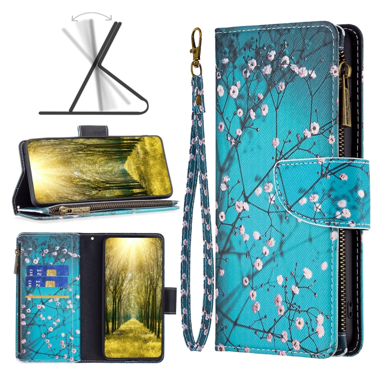 

For Infinix Hot 11 Play/Hot 10 Play Colored Drawing Pattern Zipper Horizontal Flip Phone Leather Case(Plum Blossom)