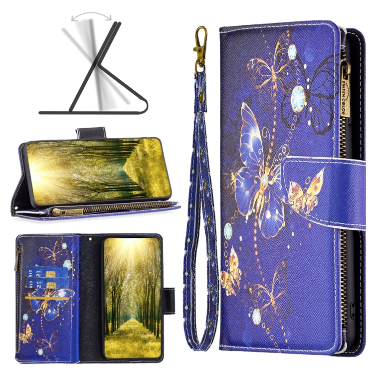 

For Motorola Moto G71 5G Colored Drawing Pattern Zipper Horizontal Flip Phone Leather Case(Purple Butterfly)