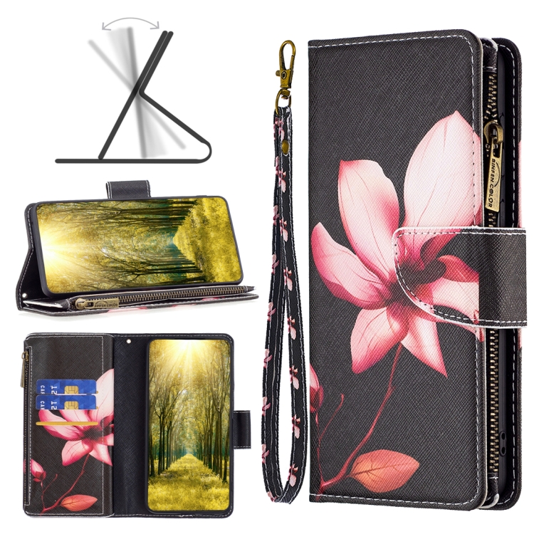 

For Motorola Moto G71 5G Colored Drawing Pattern Zipper Horizontal Flip Phone Leather Case(Lotus)