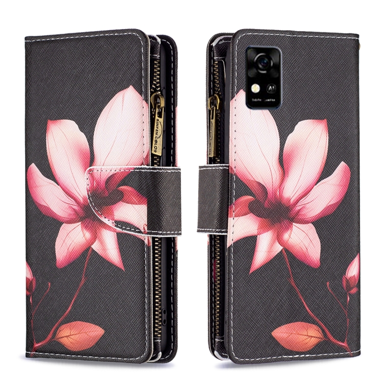 

For ZTE Blade A31 Colored Drawing Pattern Zipper Horizontal Flip Phone Leather Case(Lotus)