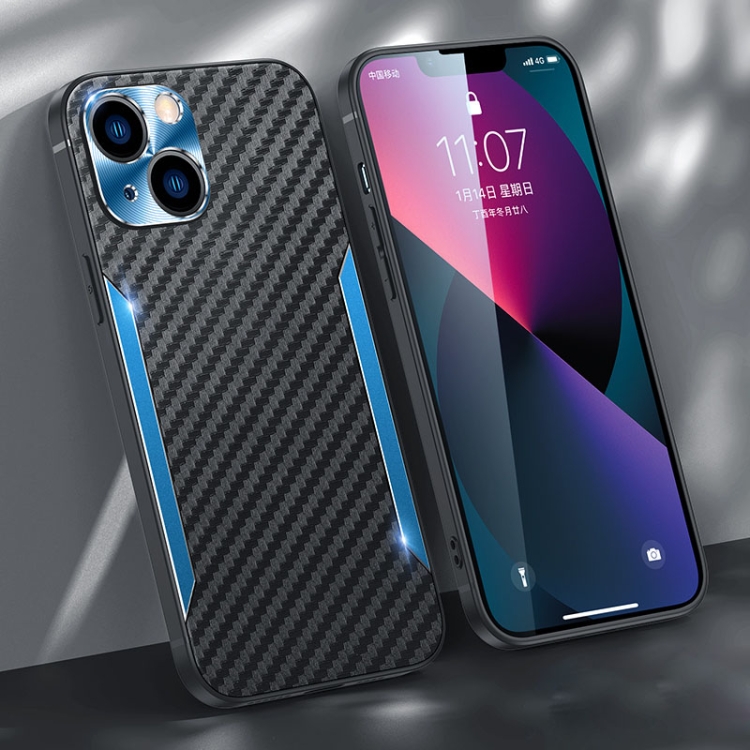 

Carbon Fiber PC + TPU Phone Case For iPhone 13(Blue)