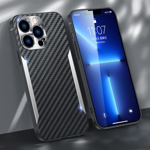 

Carbon Fiber PC + TPU Phone Case For iPhone 13 Pro Max(Silver)