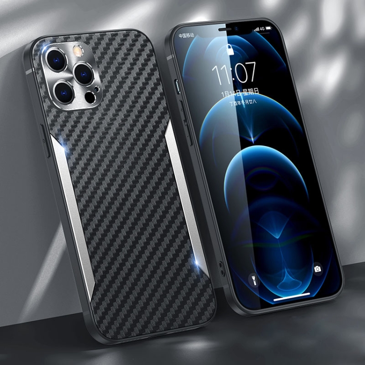 

Carbon Fiber PC + TPU Phone Case For iPhone 12 Pro Max(Silver)