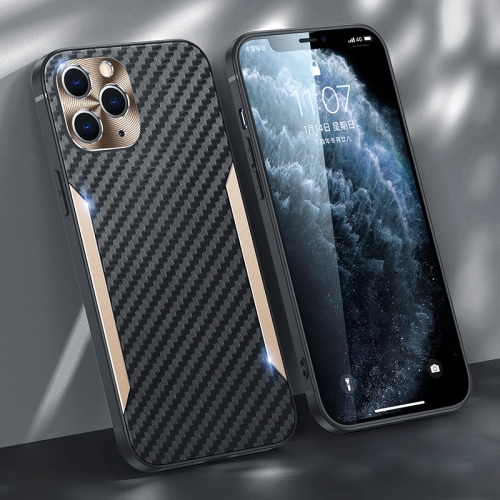 

Carbon Fiber PC + TPU Phone Case For iPhone 11 Pro(Gold)
