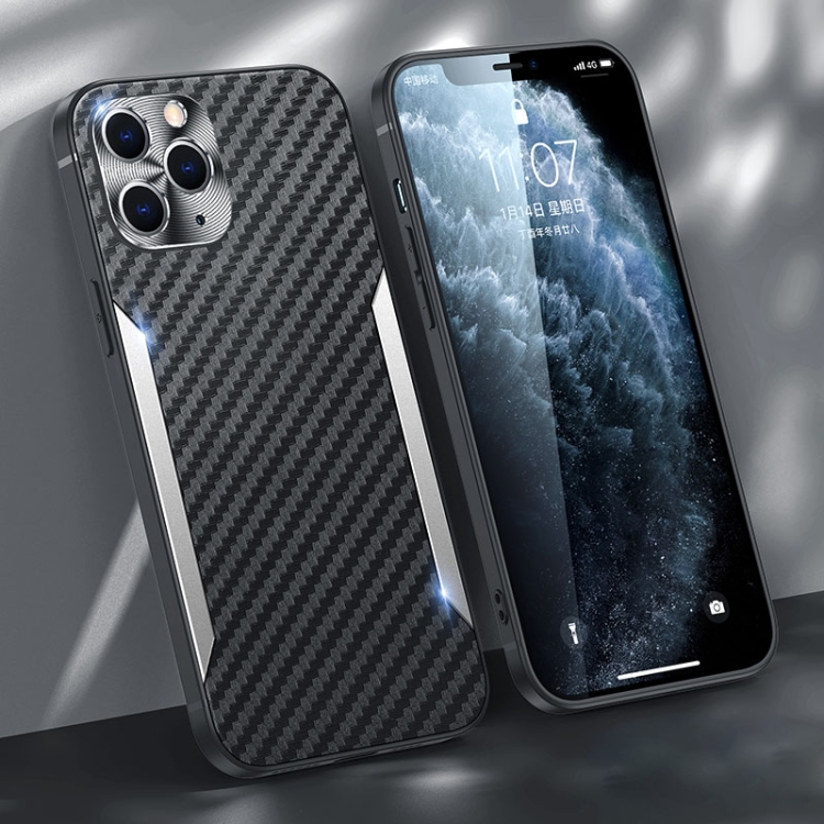 

Carbon Fiber PC + TPU Phone Case For iPhone 11 Pro Max(Silver)