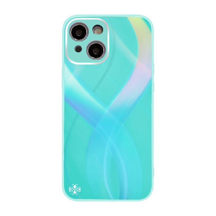 

Cross S Texture TPU + Tempered Glass Phone Case For iPhone 13(Cyan-blue)