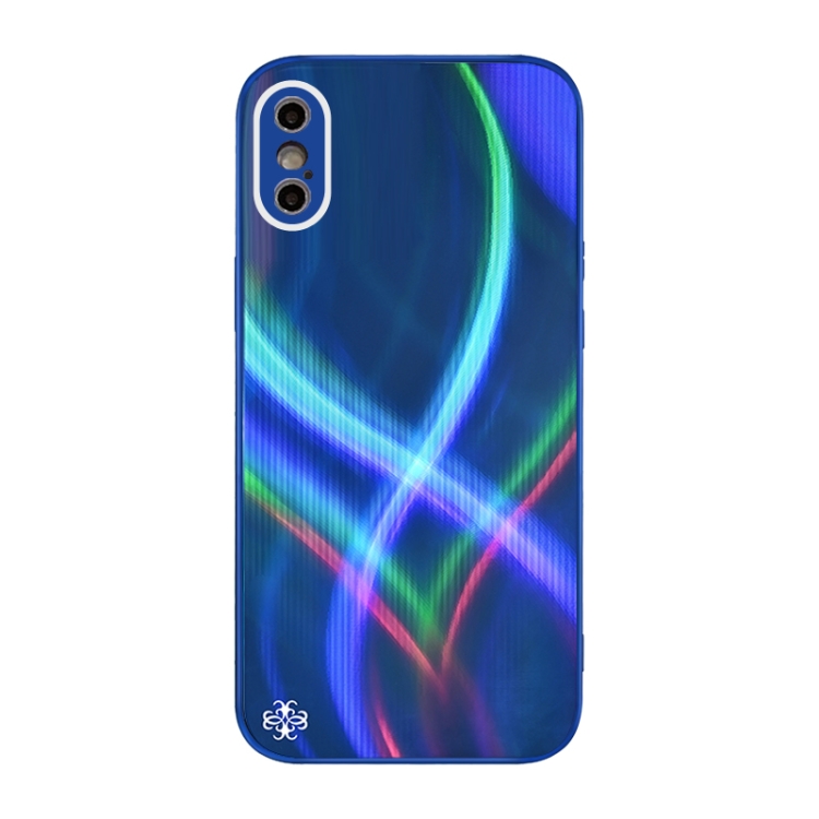 

Cross S Texture TPU + Tempered Glass Phone Case For iPhone XS Max(Blue)