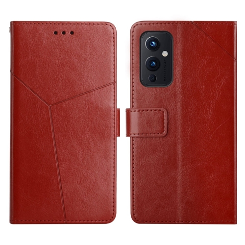 

For OnePlus 9 Y Stitching Horizontal Flip Leather Phone Case(Brown)