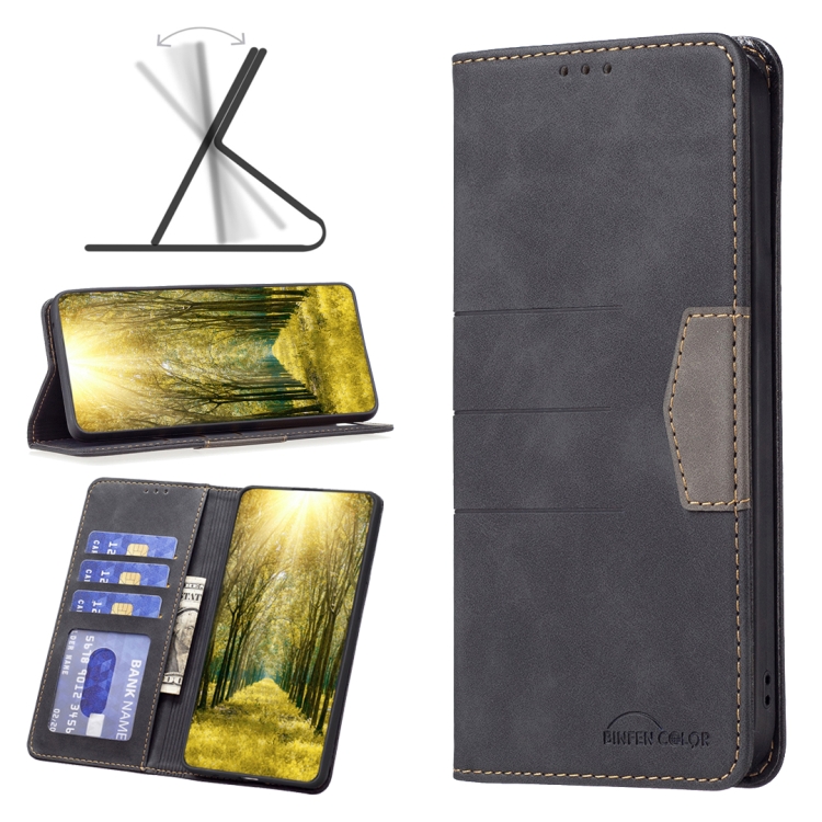 

For Motorola Moto G71 5G Magnetic Splicing Leather Phone Case(Black)