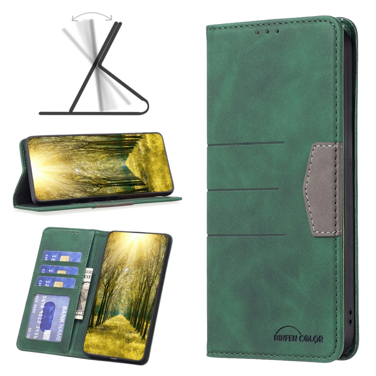 

For Motorola Moto G71 5G Magnetic Splicing Leather Phone Case(Green)