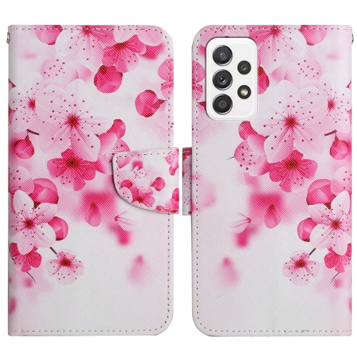 

For Samsung Galaxy A33 5G Painted Pattern Horizontal Flip Leather Phone Case(Red Flower)