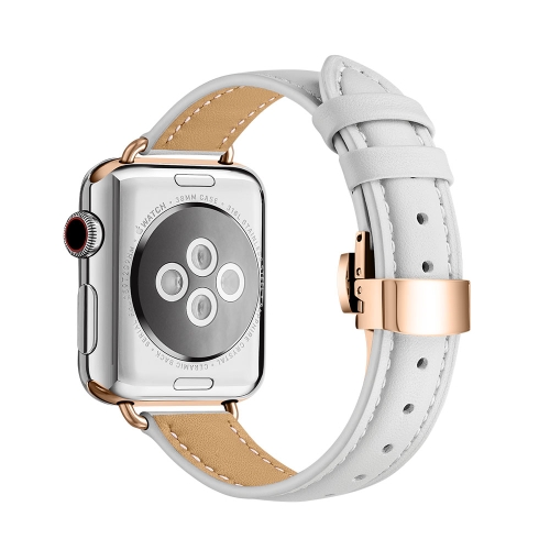 

Slimming Butterfly Buckle Watch Band For Apple Watch Series 7 41mm / 6&SE&5&4 40mm / 3&2&1 38mm(White Rose Gold)