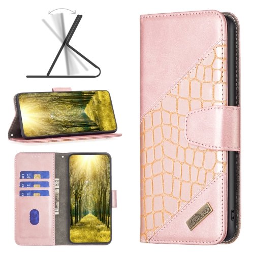 

For Nokia G11 / G21 Matching Color Crocodile Texture PU Leather Phone Case(Rose Gold)