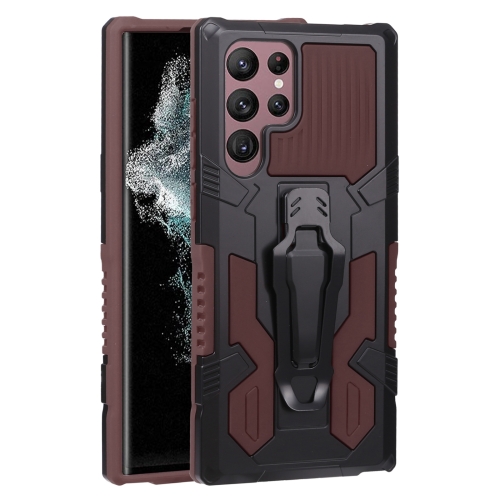 

For Samsung Galaxy S22 Ultra 5G Armor Warrior Shockproof PC + TPU Phone Case(Coffee)