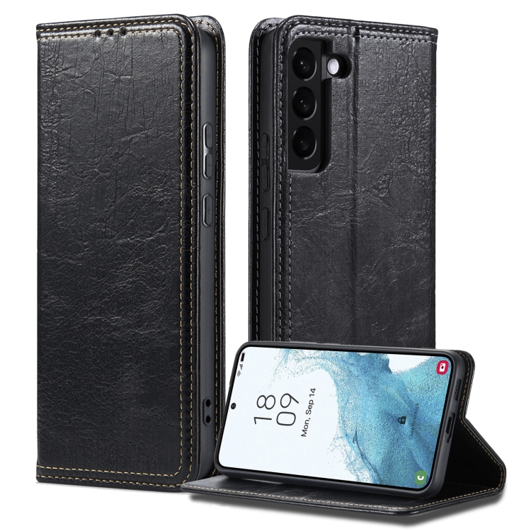 

For Samsung Galaxy S22 5G Vintage Bark Texture Wallet Leather Phone Case(Black)