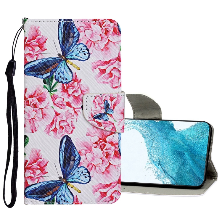 

For Samsung Galaxy S22+ 5G Colored Drawing Pattern Flip Leather Case(Dragonfly Flower)