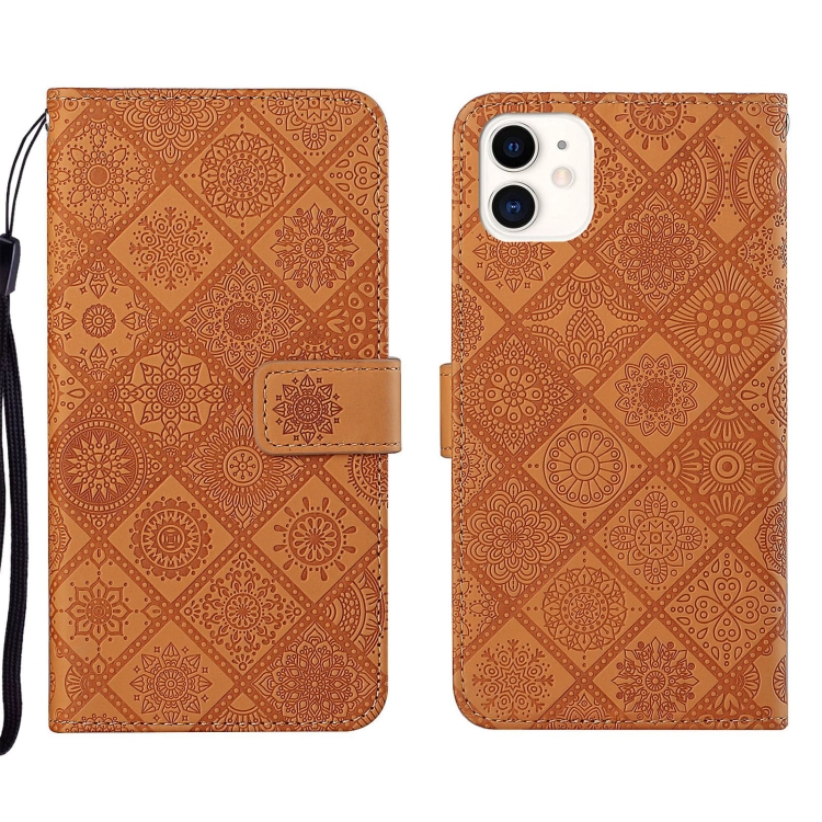 

Ethnic Style Embossed Pattern Leather Phone Case For iPhone 13(Brown)