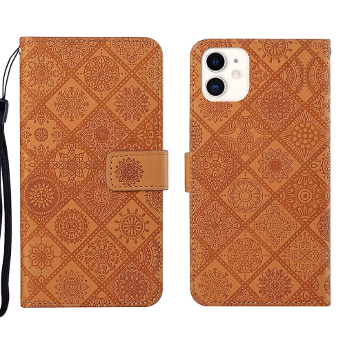 

Ethnic Style Embossed Pattern Leather Phone Case For iPhone 13 mini(Brown)