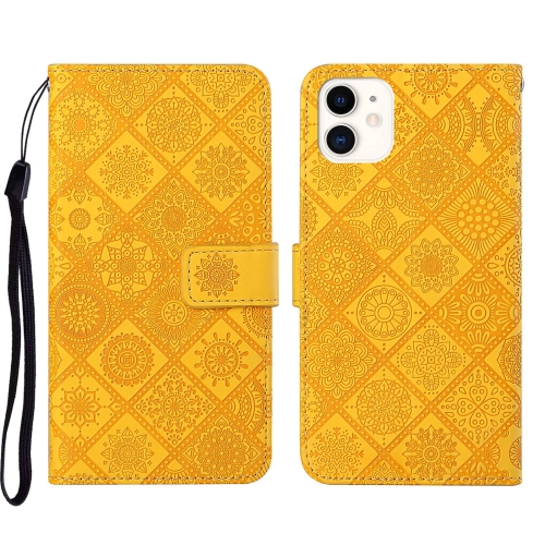 

Ethnic Style Embossed Pattern Leather Phone Case For iPhone 13 mini(Yellow)