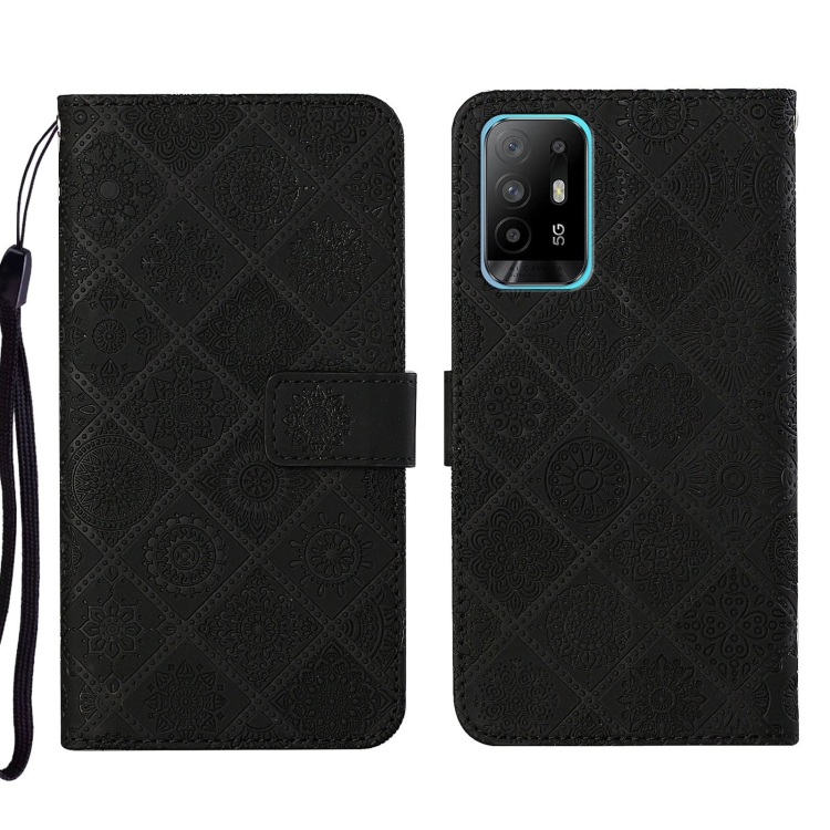 

For OPPO A94 5G Ethnic Style Embossed Pattern Leather Phone Case(Black)