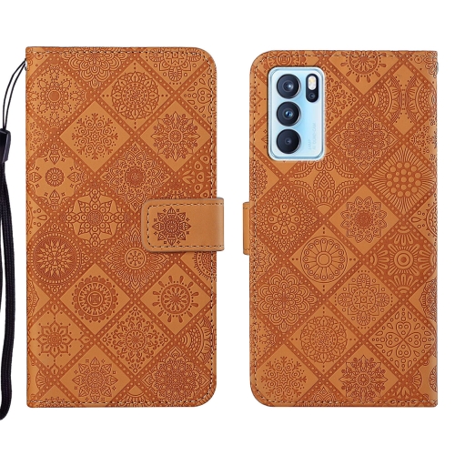 

For OPPO Reno6 Pro 5G Ethnic Style Embossed Pattern Leather Phone Case(Brown)