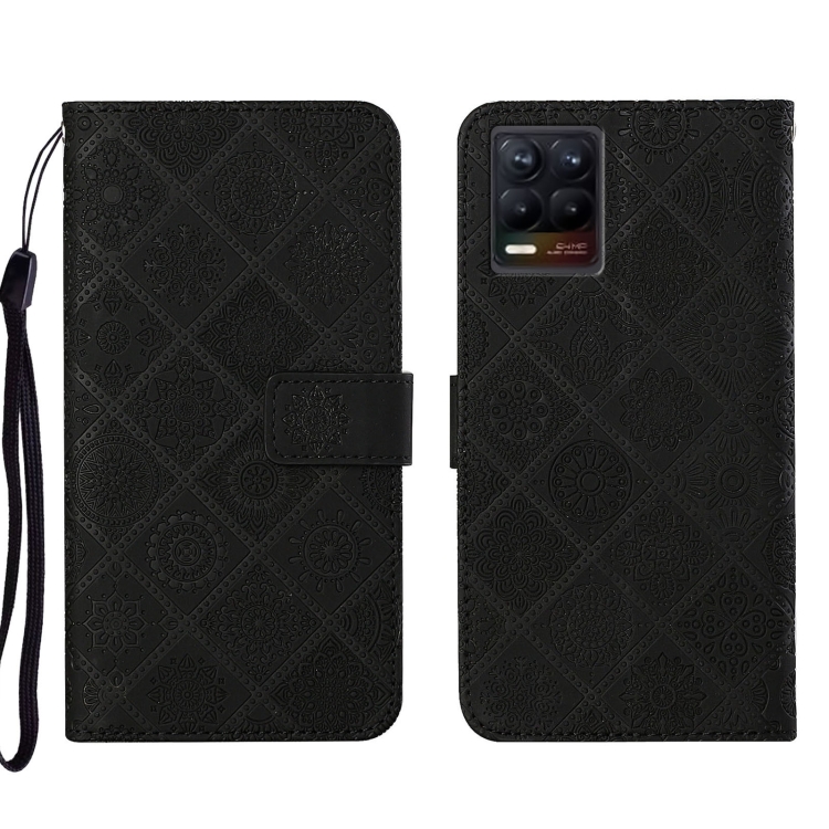 

For OPPO Realme 8 4G Ethnic Style Embossed Pattern Leather Phone Case(Black)
