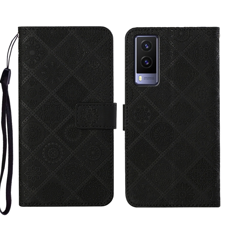 

For vivo V21e 5G Ethnic Style Embossed Pattern Leather Phone Case(Black)