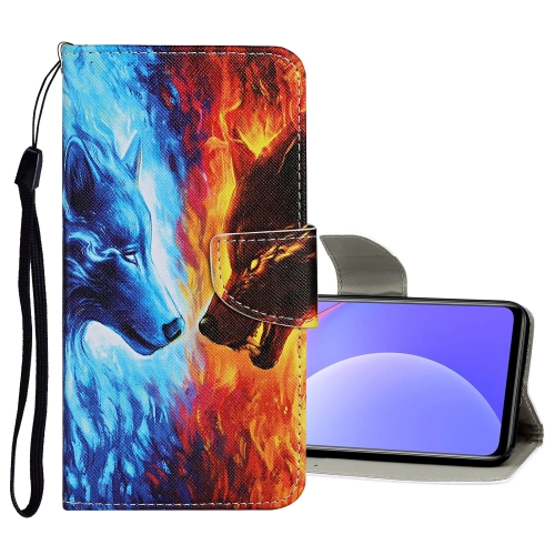 

For Xiaomi Redmi Note 10 5G Colored Drawing Pattern Flip Leather Case(Flame Wolf)