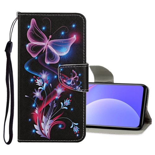 

For Xiaomi Redmi Note 10 5G Colored Drawing Pattern Flip Leather Case(Fluorescent Butterfly)