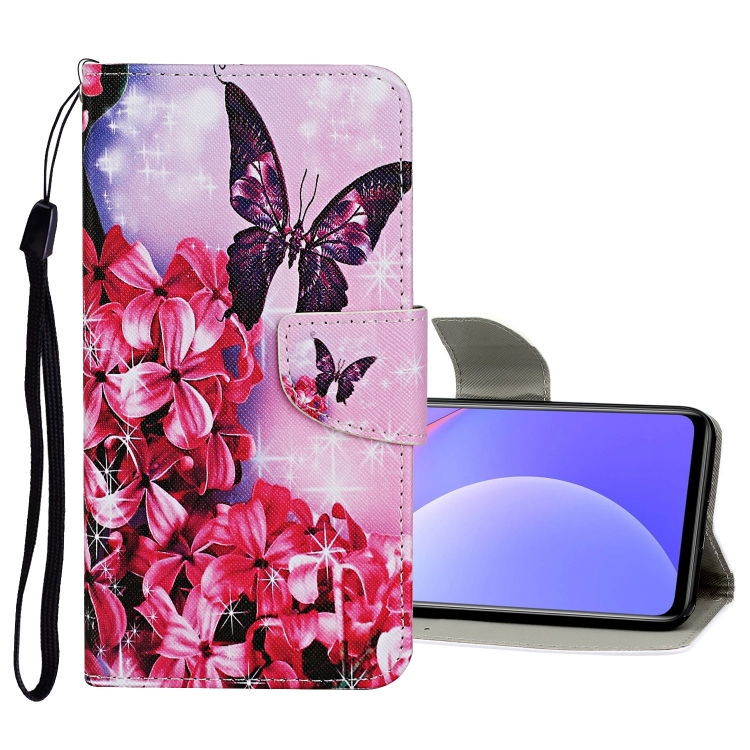 

For Xiaomi Redmi Note 10 Pro Colored Drawing Pattern Flip Leather Case(Red Flower Butterfly)