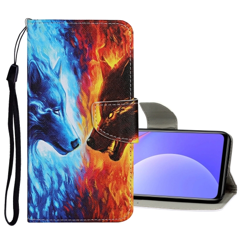 

For Xiaomi Mi 10T Lite 5G Colored Drawing Pattern Flip Leather Case(Flame Wolf)
