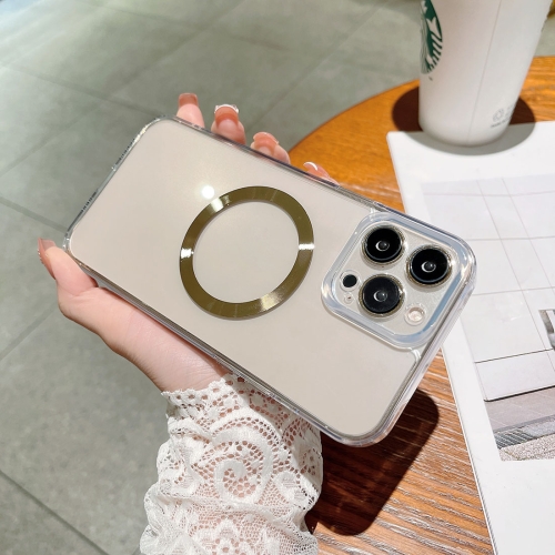 

HD Glass CD MagSafe Magnetic Phone Case For iPhone 12(Gold Circle)