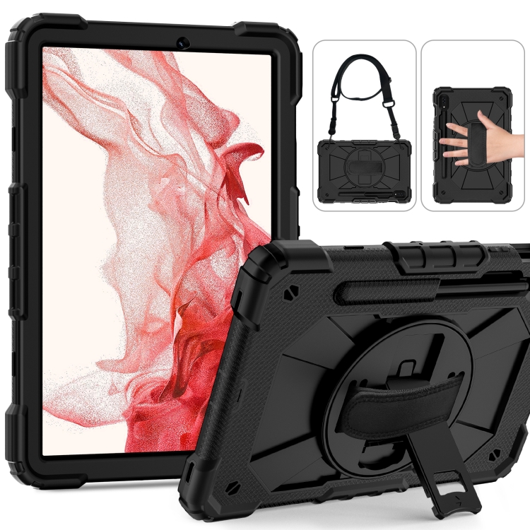 

For Samsung Galaxy Tab S8 / Tab S7 Contrast Color Robot Silicone + PC Tablet Case(Black)