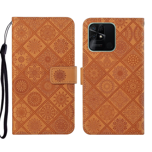 

For Xiaomi Redmi 10C Ethnic Style Embossed Pattern Leather Phone Case(Brown)