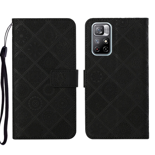 

For Xiaomi Redmi Note 11 Ethnic Style Embossed Pattern Leather Phone Case(Black)