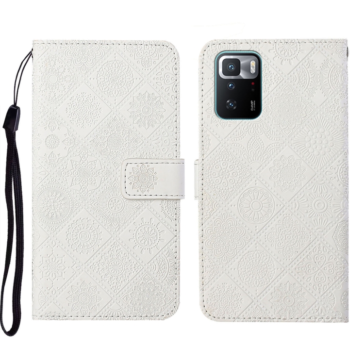 

For Xiaomi Redmi Note 10 Pro 5G Ethnic Style Embossed Pattern Leather Phone Case(White)