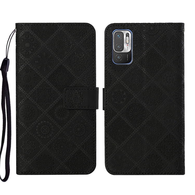 

For Xiaomi Redmi Note 10 5G Ethnic Style Embossed Pattern Leather Phone Case(Black)