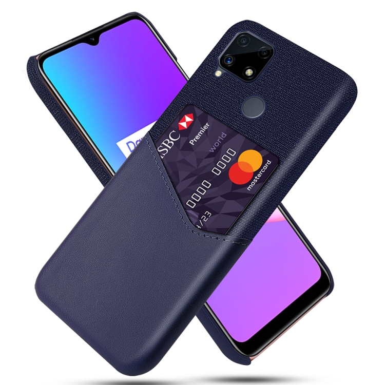 

For OPPO Realme C25 Cloth Texture PC + PU Leather Back Cover Case with Card Slot(Blue)