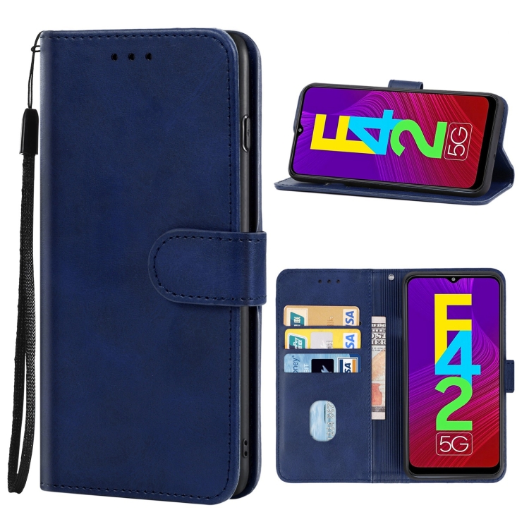 

For Samsung Galaxy F42 5G Leather Phone Case(Blue)