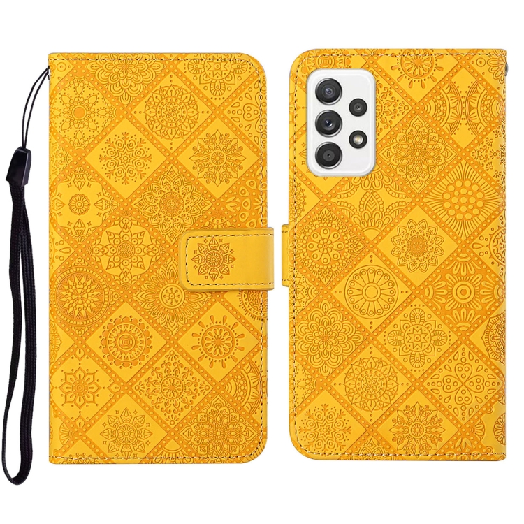 

For Samsung Galaxy A33 5G Ethnic Style Embossed Pattern Leather Phone Case(Yellow)