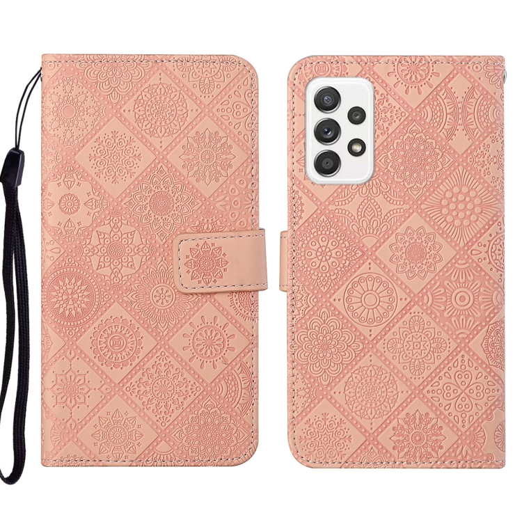 

For Samsung Galaxy A73 5G Ethnic Style Embossed Pattern Leather Phone Case(Pink)