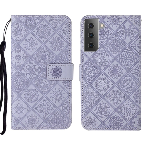 

For Samsung Galaxy S22+ 5G Ethnic Style Embossed Pattern Leather Phone Case(Purple)