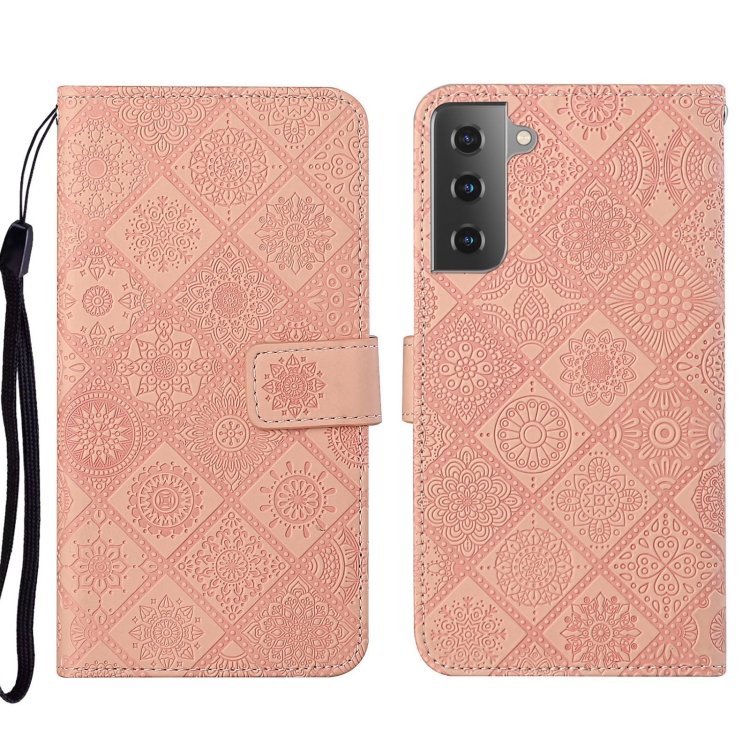 

For Samsung Galaxy S22 5G Ethnic Style Embossed Pattern Leather Phone Case(Pink)
