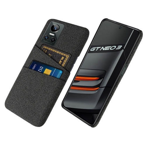 

For OPPO Realme GT Neo3 Cloth Texture PC + Nylon Phone Case with Dual Card Slots(Black)