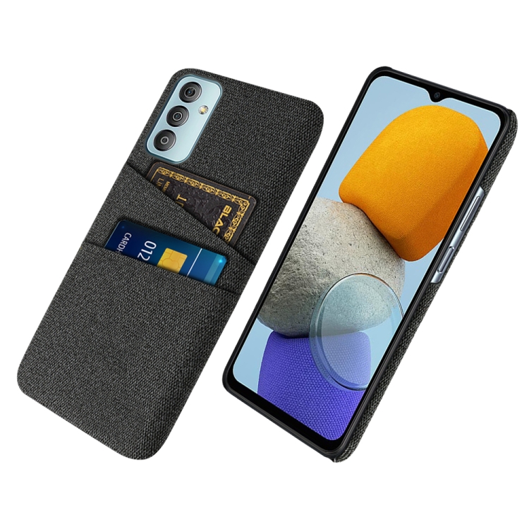 

For Samsung Galaxy M23 5G Cloth Texture PC + Nylon Phone Case with Dual Card Slots(Black)